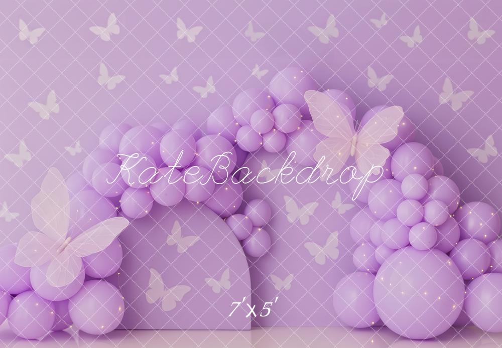 Kate Papillon Ballons Arche Violet Toile de fond conçue par Patty Roberts - Kate Backdrop FR