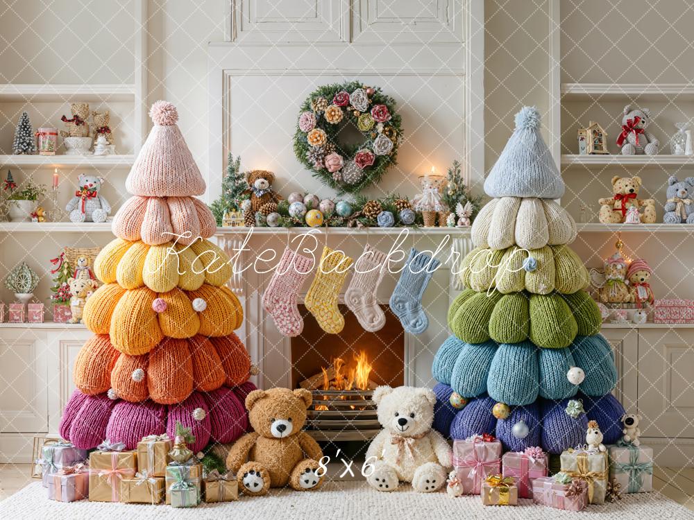 Kate Noël Sapins Peluche Cheminée Toile de fond en Laine conçue par Emetselch - Kate Backdrop FR