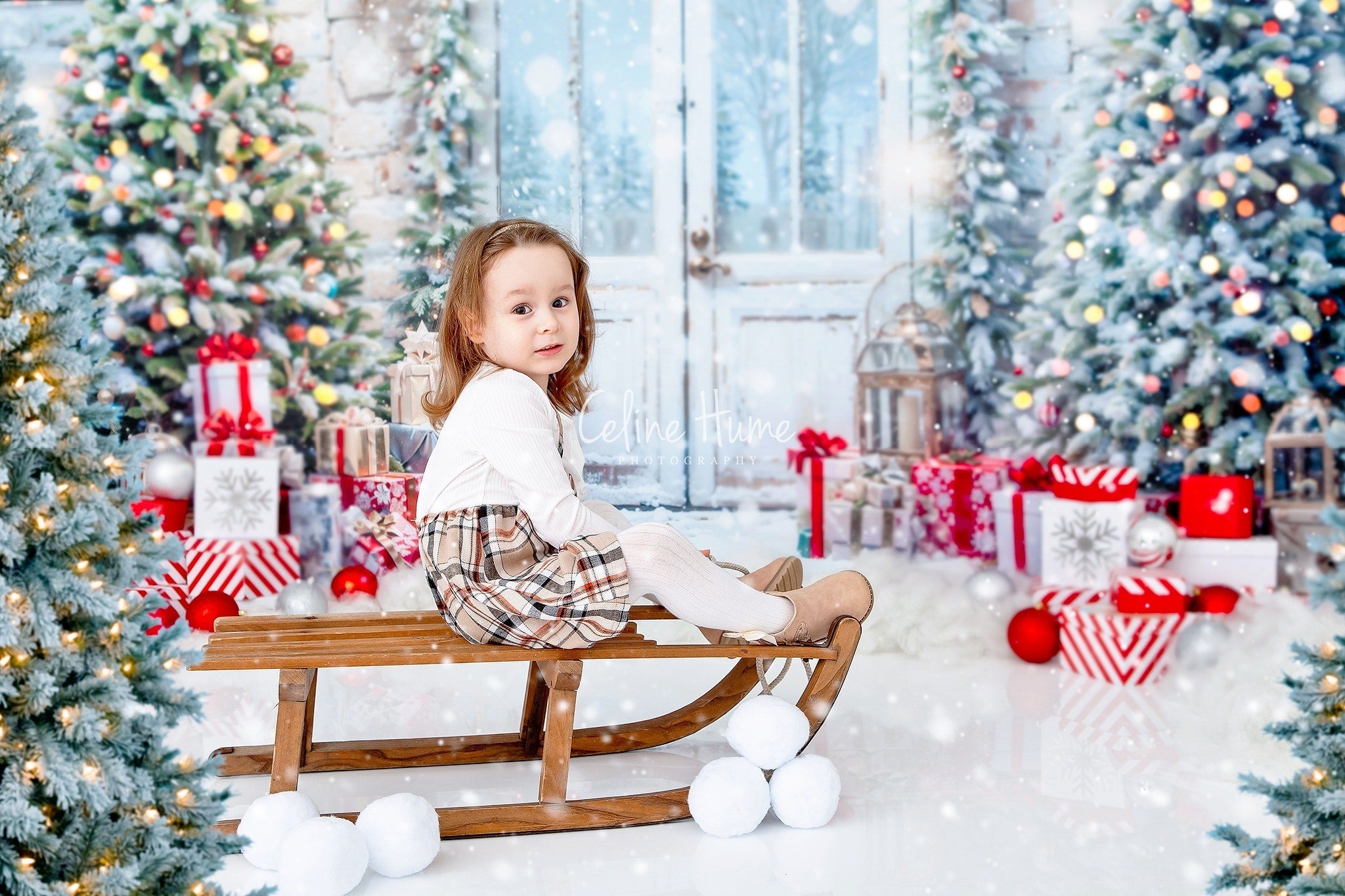 Offres Éclair Kate Noël Arbres Neige Porte Toile de fond en Laine conçu par Emetselch - Kate Backdrop FR