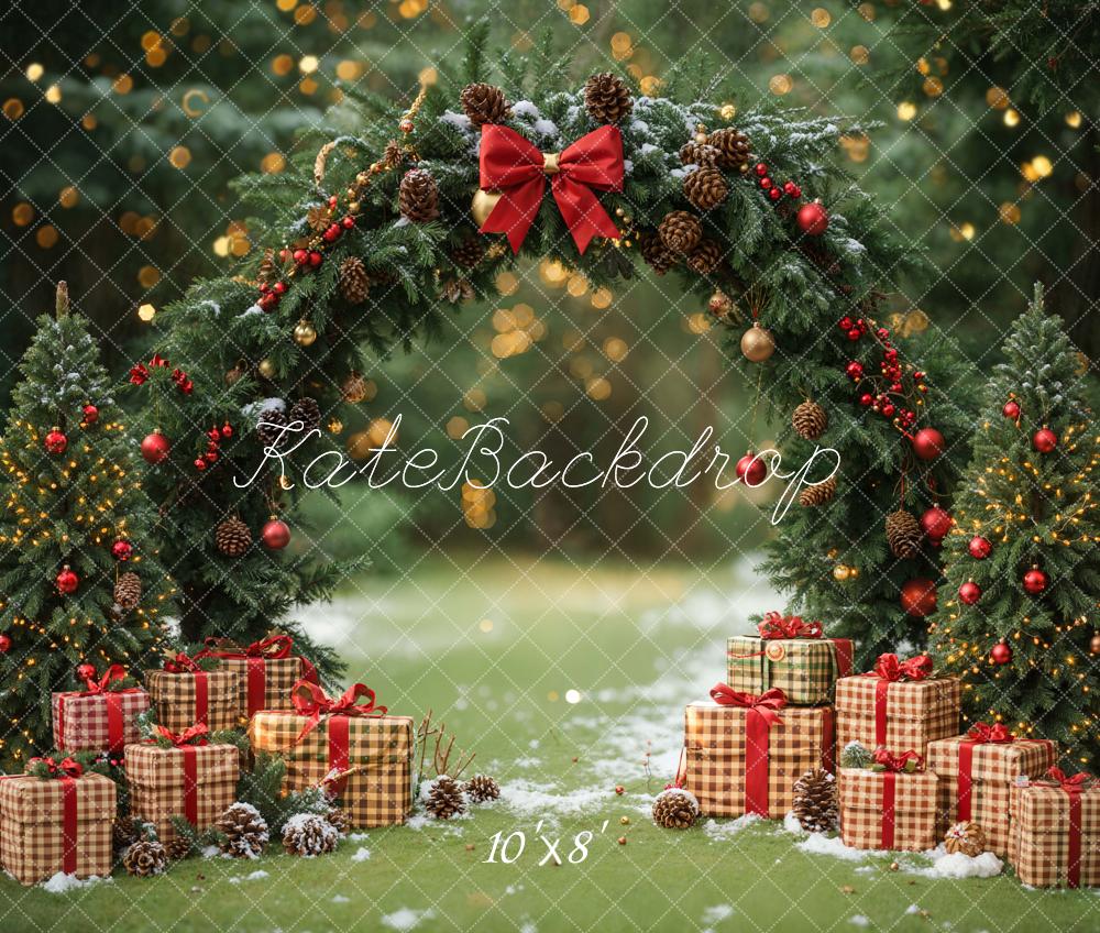 Kate Noël Arche Sapins Cadeaux Toile de fond en Laine conçue par Emetselch - Kate Backdrop FR