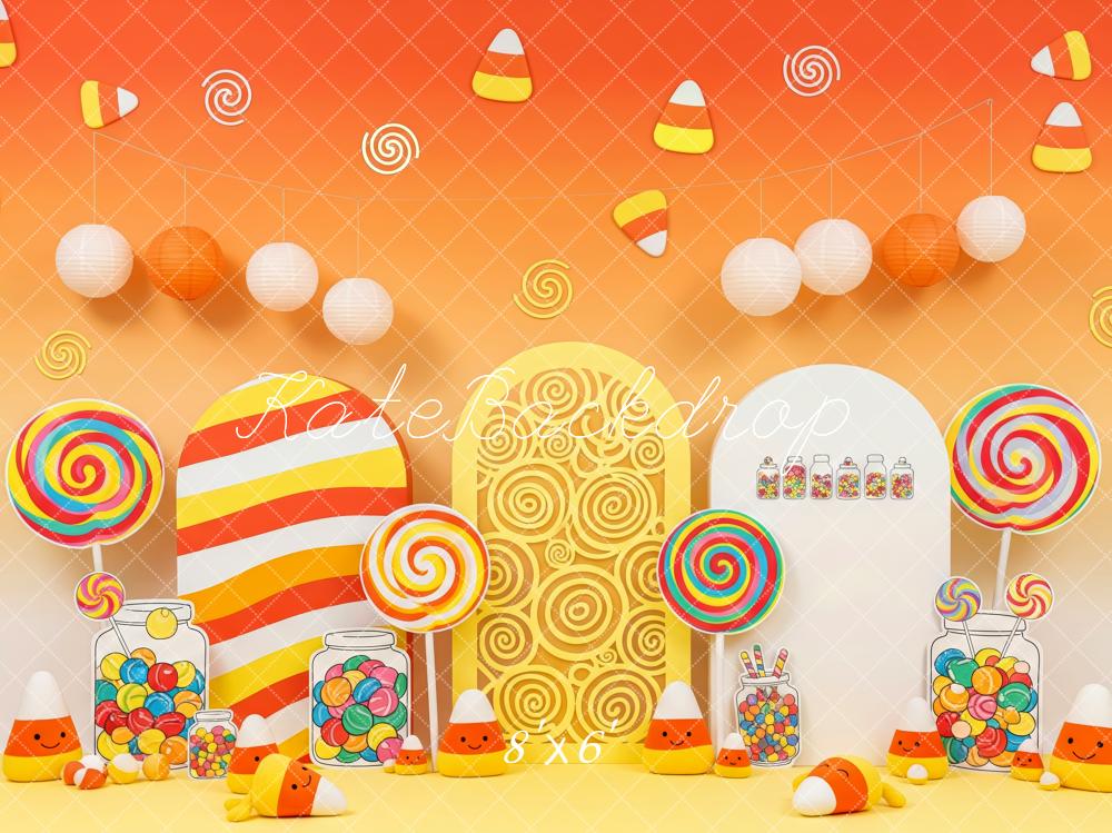 Kate Anniversaire Bonbon Lollipop Orange Toile de fond conçue par Patty Roberts