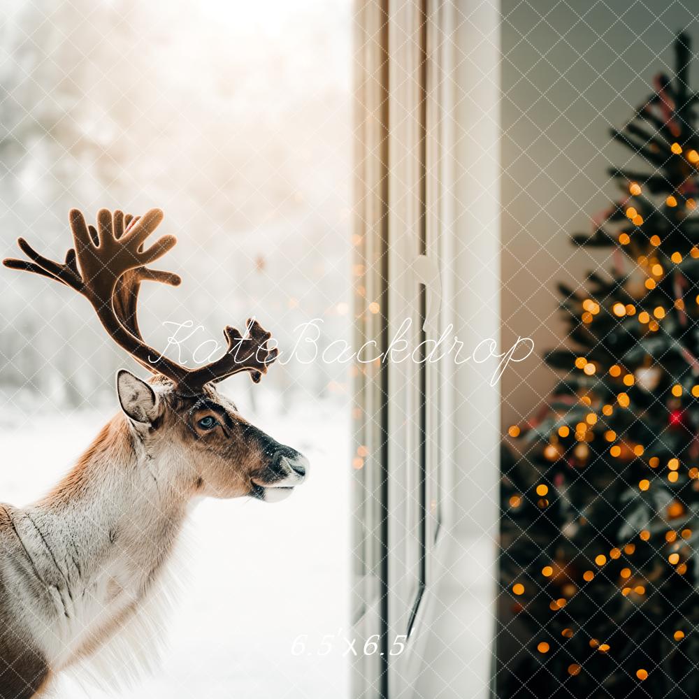Kate Noël Renne Fenêtre Sapin Toile de fond conçue par Kerry Anderson