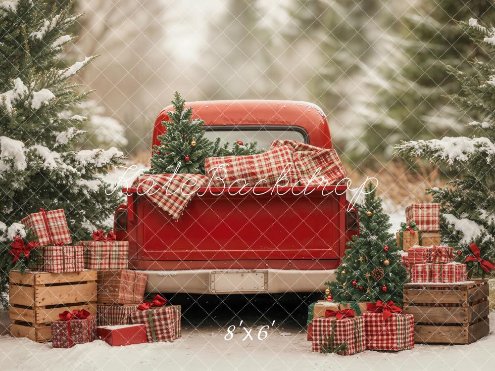 Kate Noël Camion Cadeaux Sapins Toile de fond en Laine conçue par Emetselch - Kate Backdrop FR