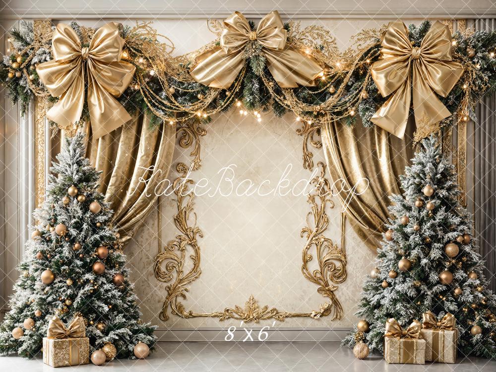Kate Sapins de Noël Mur Rétro Doré Toile de fond conçue par Emetselch