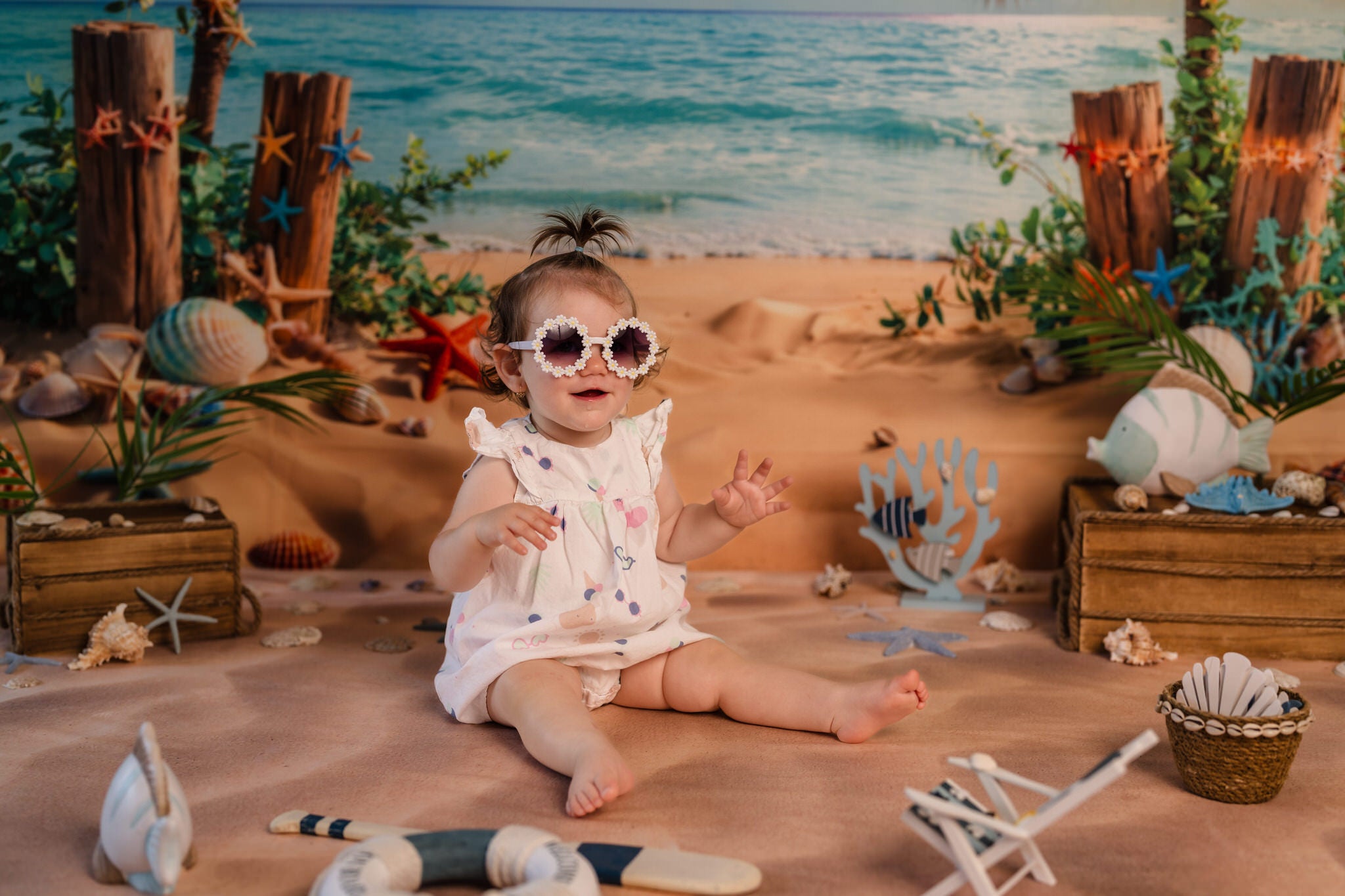 Kate Été Plage Mer Tropical Étoile de mer Toile de fond conçue par Emetselch - Kate Backdrop FR