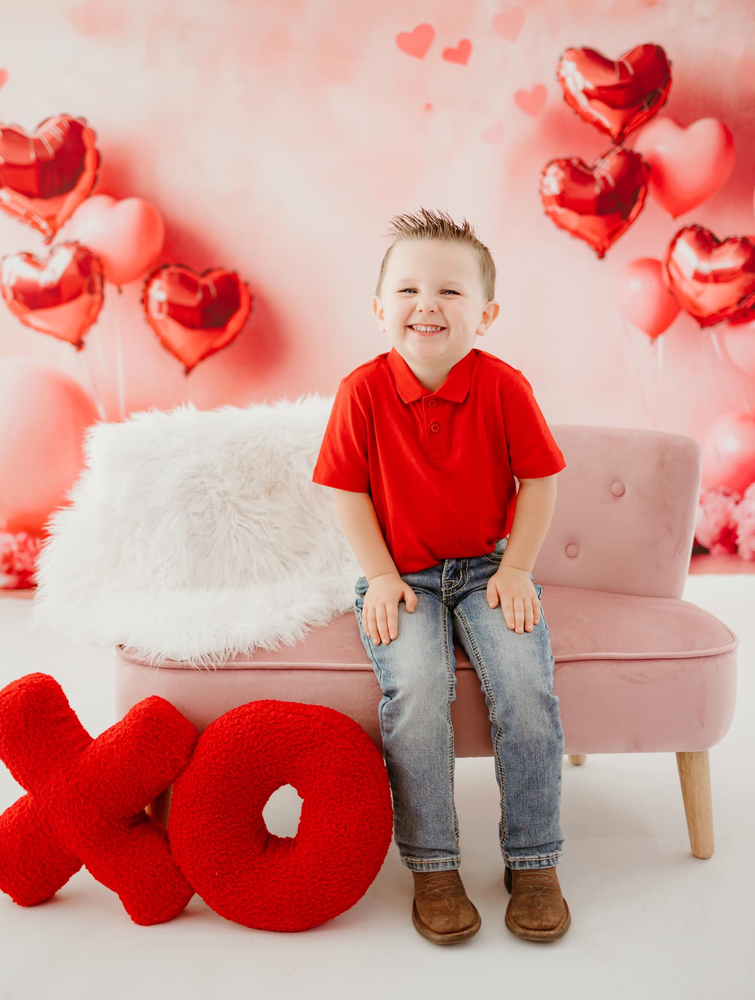 Kate Saint Valentin Vélo Ballons Rose Toile de fond conçue par Patty Roberts - Kate Backdrop FR