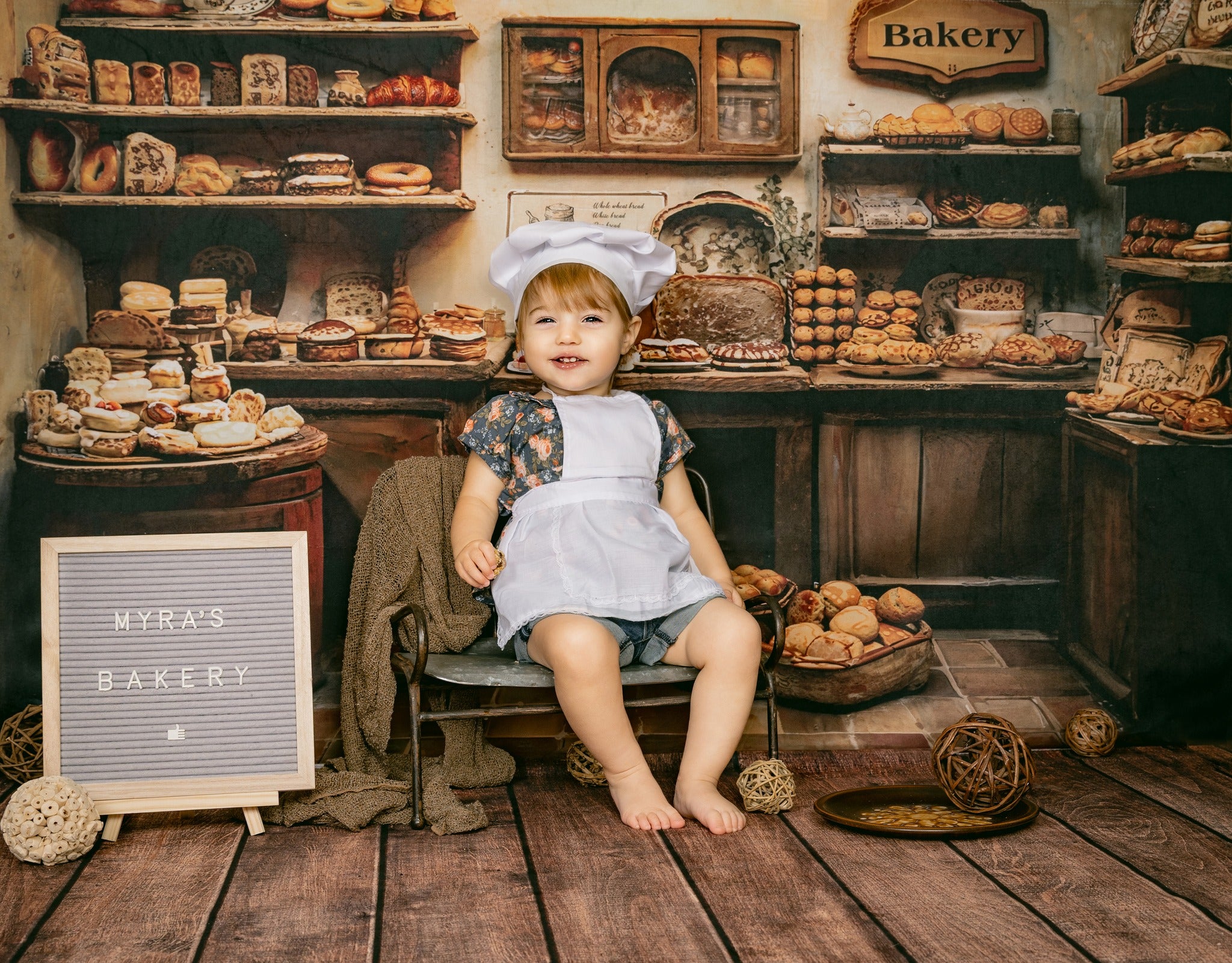 Kate Rétro Chambre en bois Boulangerie Toile de fond conçue par Emetselch - Kate Backdrop FR