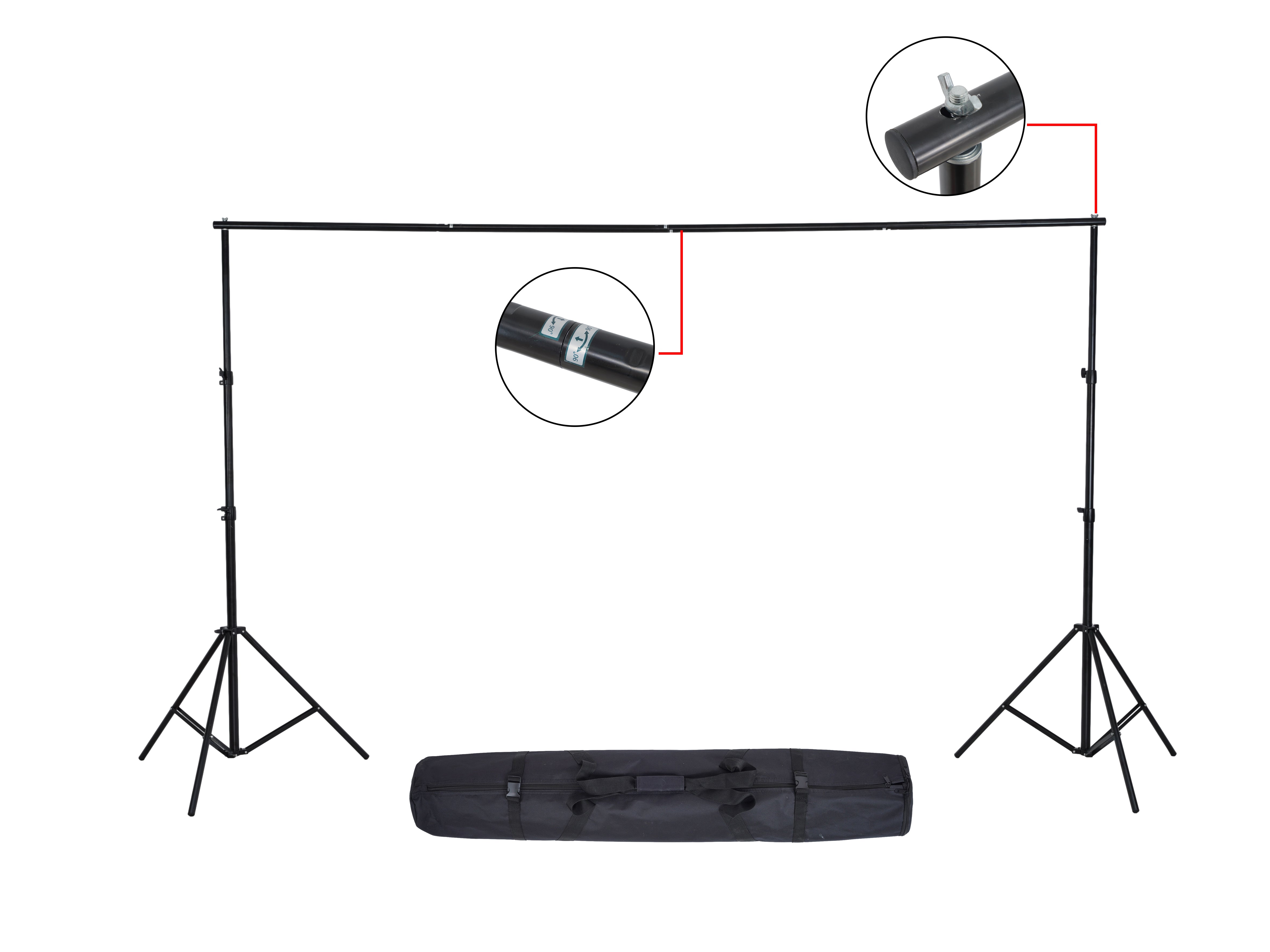 Kate Aluminium Noir 4 barres transversales Support de Fond pour la photographie - Kate Backdrop FR