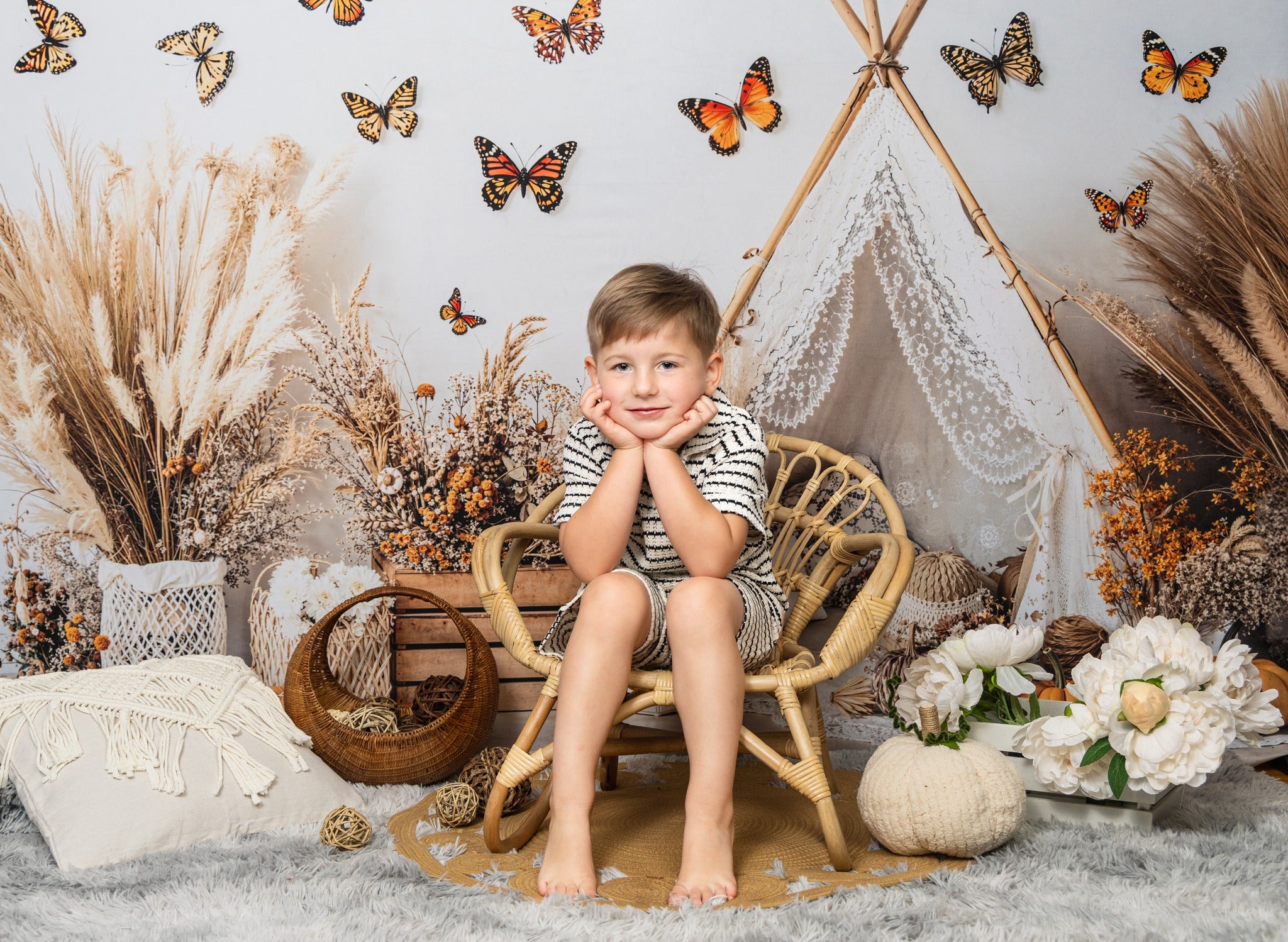Kate Automne Papillons Tipi Citrouilles Toile de fond conçue par Emetselch