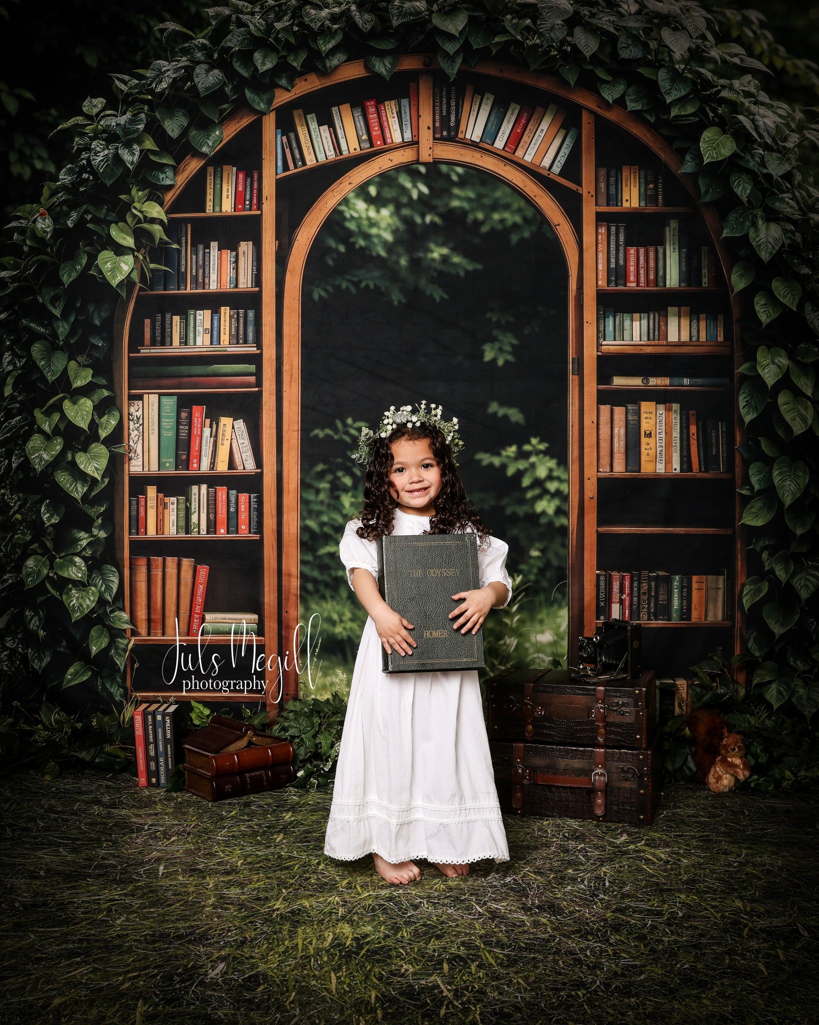 Kate Printemps Jardin Bibliothèque Arche Toile de fond conçue par Emetselch - Kate Backdrop FR