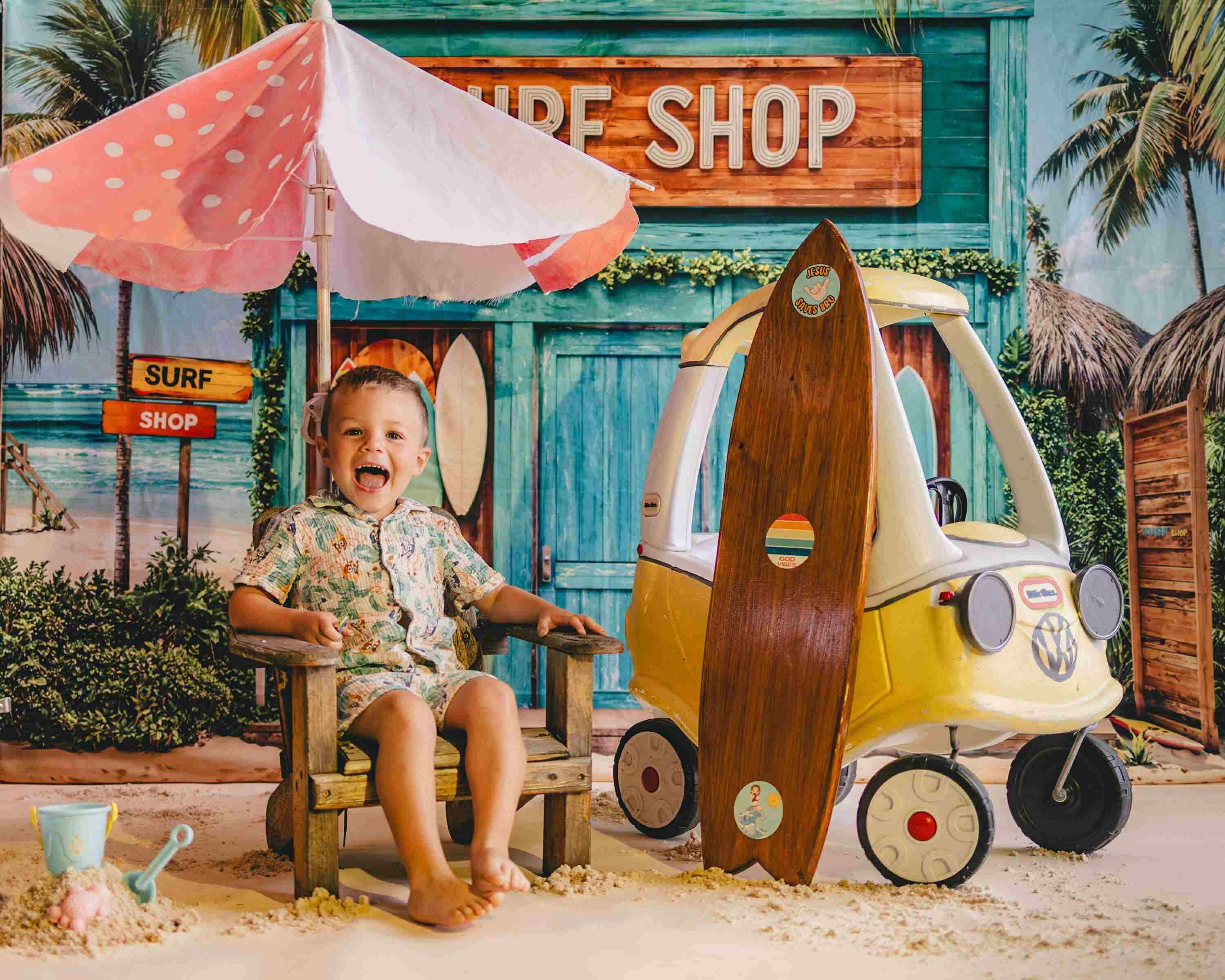 Kate Été Plage Surf Boutique Tropical Toile de fond conçue par Emetselch