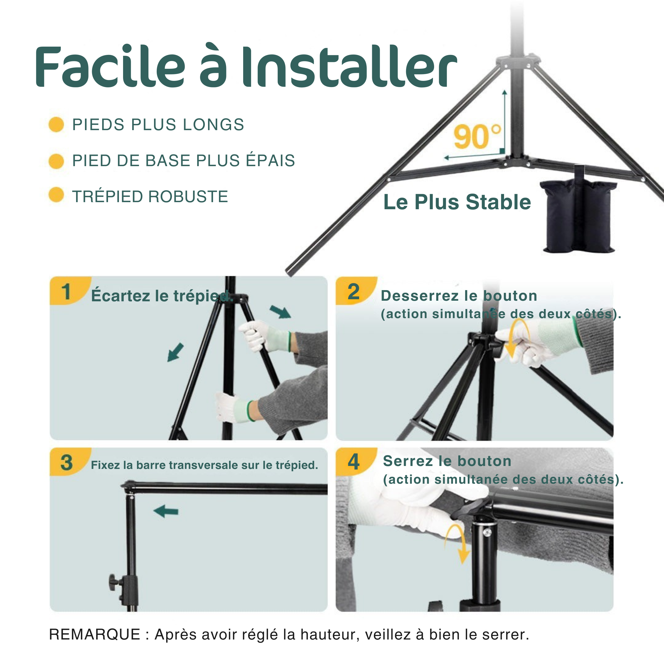 Kate 300x260mm(LxH) Kit de Support de Fond Robuste Réglable Photographie avec 8 Pinces & 2 Sacs de Sable