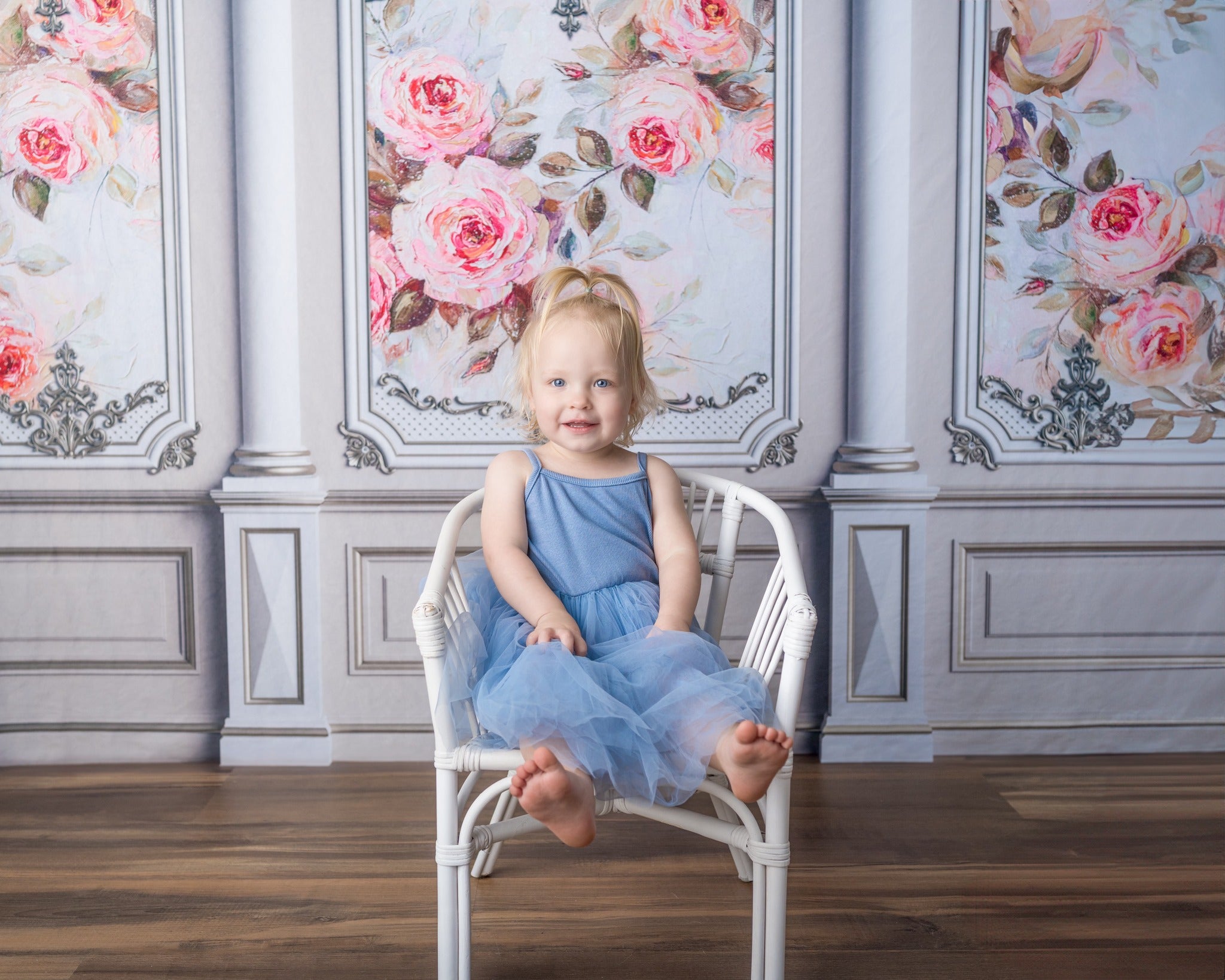 Kate Mur Floral Vintage Blanc Toile de fond pour la photographie - Kate Backdrop FR