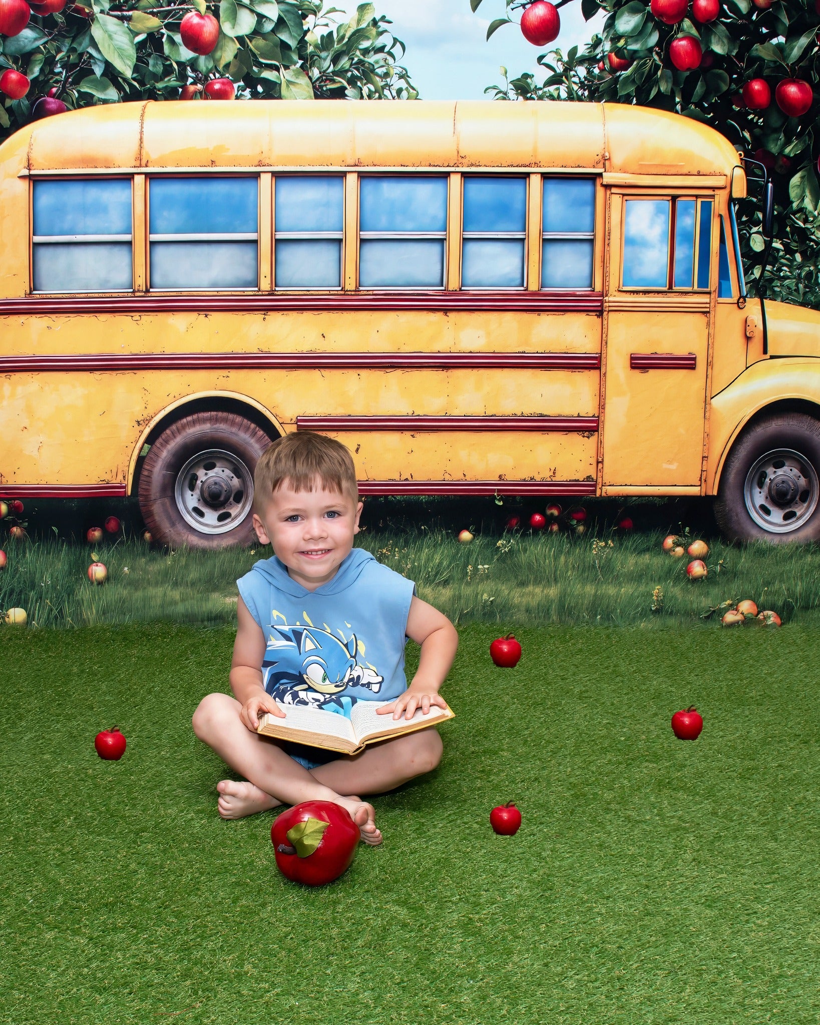Kate Bus Scolaire Verger de Pommiers Toile de fond conçue par Emetselch