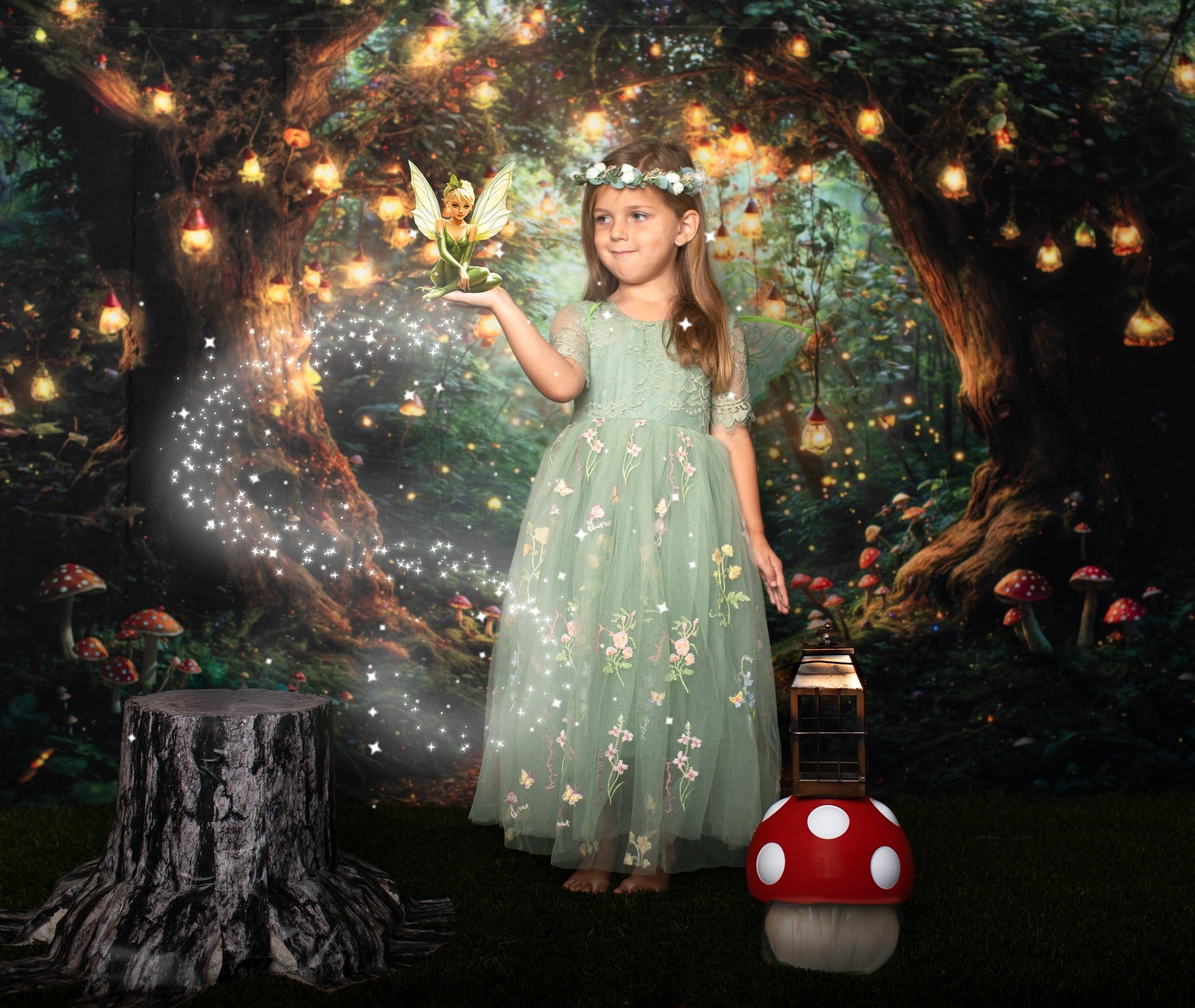 Kate Conte de fées Forêt Lumières Champignons Toile de fond conçue par Emetselch - Kate Backdrop FR