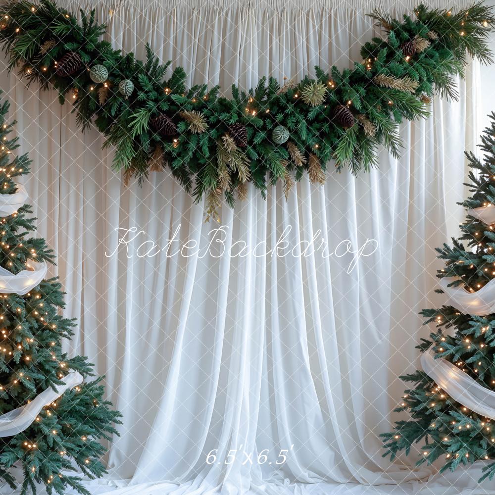 Kate Sapins de Noël Rideaux Blanc Toile de fond conçue par Mini MakeBelieve - Kate Backdrop FR