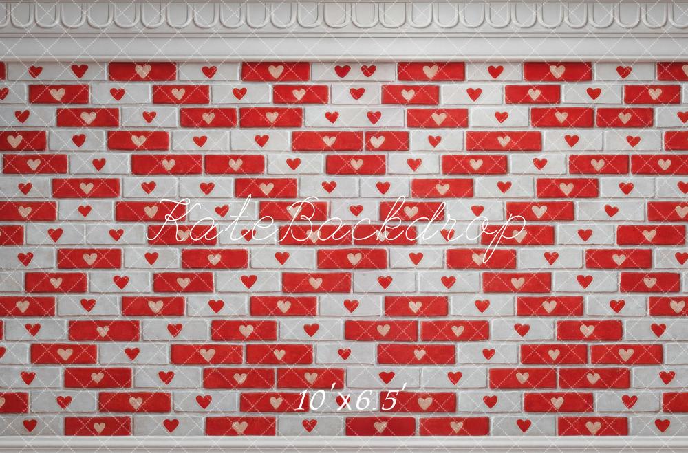 Kate La Saint Valentin Mur Brique Cœurs Toile de fond conçue par Mini MakeBelieve