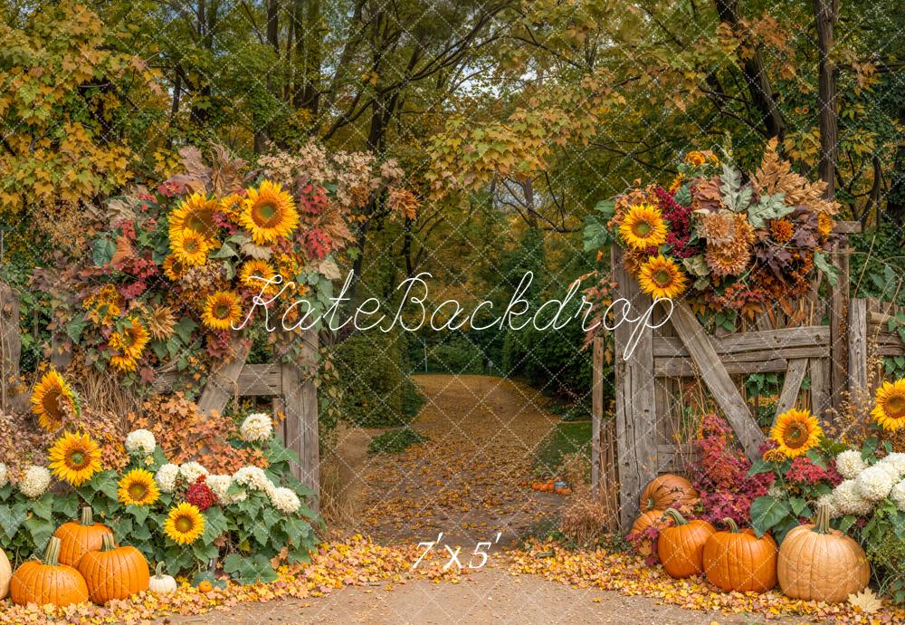 Kate Automne Tournesols Citrouilles Forêt Toile de fond conçue par Emetselch - Kate Backdrop FR