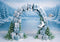Kate Hiver Arc Cadeaux Neige Forêt Toile de fond conçue par Patty Roberts - Kate Backdrop FR