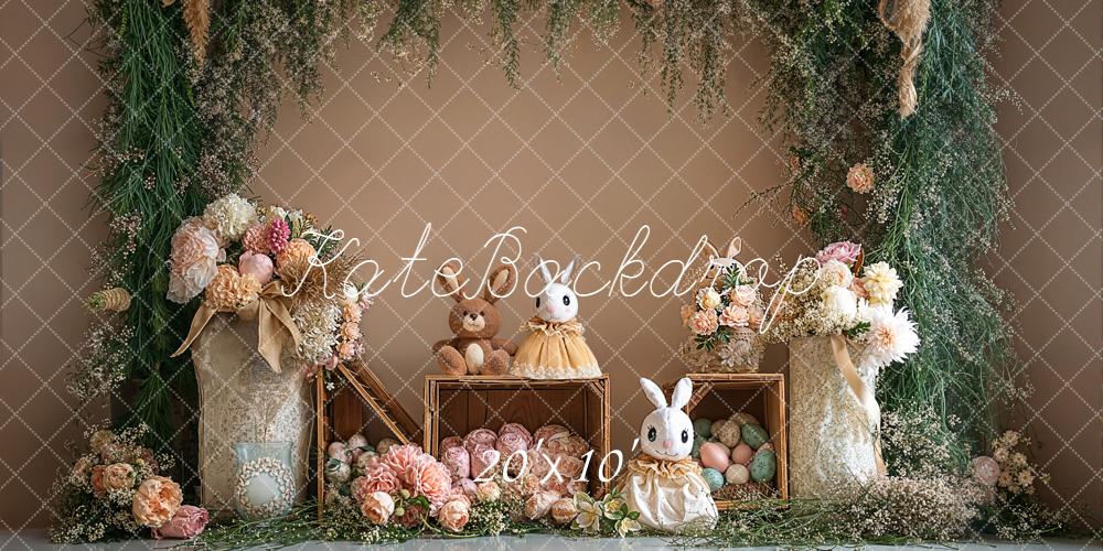 Kate Pâques Lapin Fleurs Rose Oeufs Toile de fond conçue par Emetselch - Kate Backdrop FR