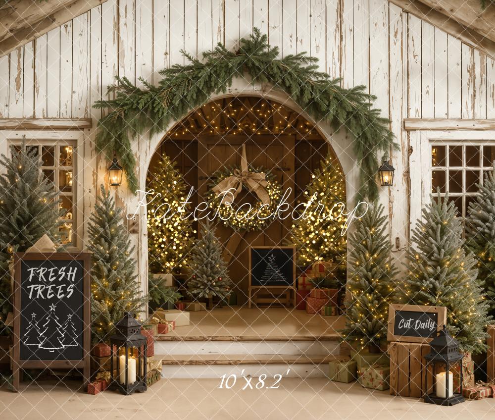 Kate Noël Maison Sapins Lumineux Toile de fond en Laine conçue par Emetselch - Kate Backdrop FR