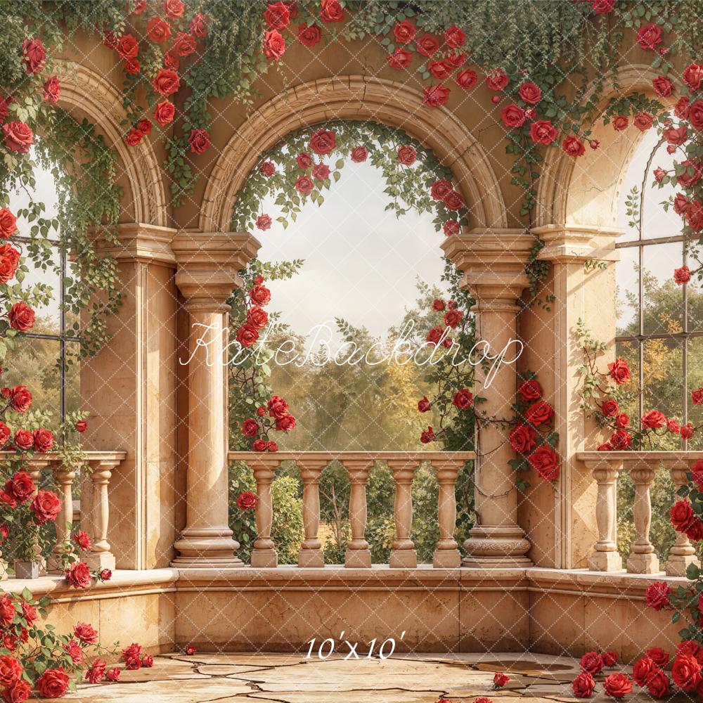 Kate Architecture Balcon Roses Romantique Toile de fond conçue par Emetselch - Kate Backdrop FR
