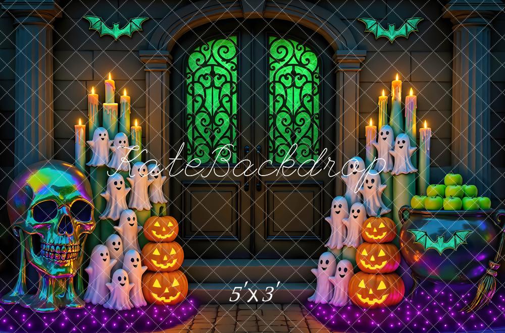 Kate Halloween Fantômes Citrouilles Porte Toile de fond conçue par Mini MakeBelieve - Kate Backdrop FR