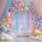 Kate Arc Ballons Pastel Rideaux Nuages Toile de fond conçue par Ashley Paul - Kate Backdrop FR