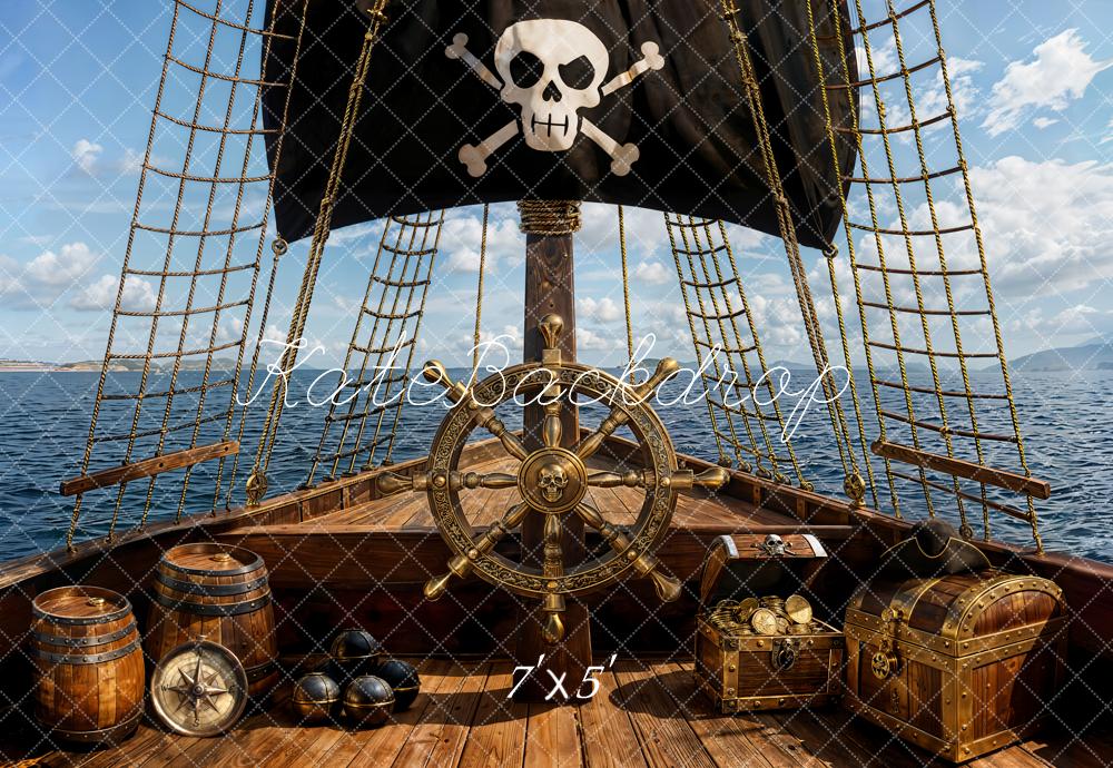 Kate Pirate Navire Trésor Mer Enfant Toile de fond conçue par Emetselch