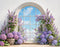 Kate Fenêtre Fleurs Violettes Arche Toile de fond en Laine conçue par Emetselch - Kate Backdrop FR