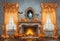 Kate Halloween Cheminée Citrouilles Fantôme Toile de fond conçue par Emetselch - Kate Backdrop FR