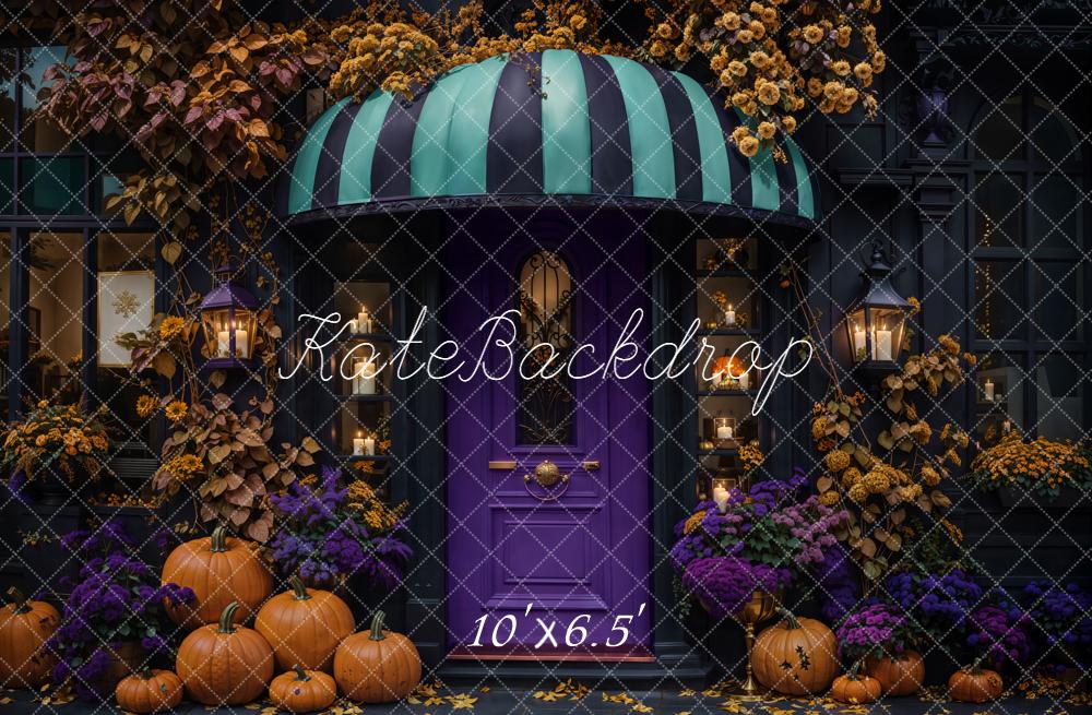 Kate Halloween Citrouilles Fleurs Porte Toile de fond conçue par Emetselch - Kate Backdrop FR