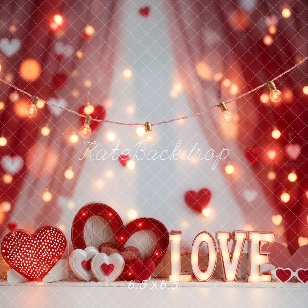 Kate Saint Valentin LOVE Cœurs Lumière Toile de fond conçue par Emetselch - Kate Backdrop FR