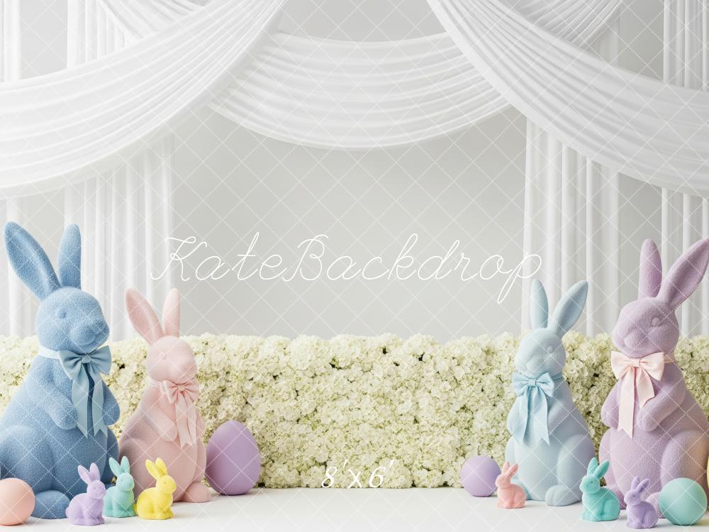 Kate Pâques Lapins Œufs Pastel Toile de fond en Polar conçue par Patty Roberts