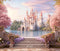 Kate Château Escaliers Fleurs Printemps Toile de fond en Laine conçue par Emetselch - Kate Backdrop FR