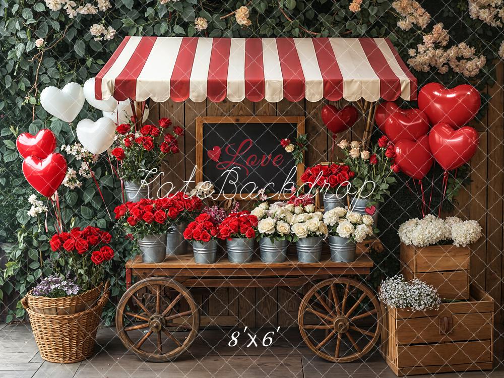 Kate Saint Valentin Chariot Fleurs Ballons Toile de fond en Laine conçue par Emetselch