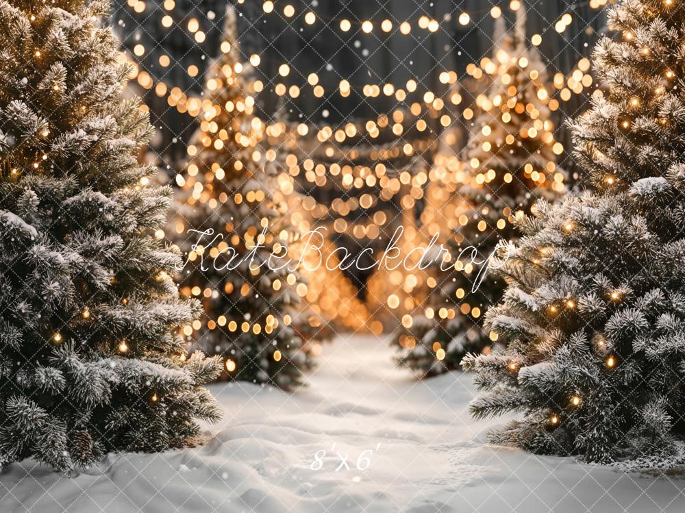 Kate Sapins de Noël Neige Lumières Toile de fond conçue par Emetselch - Kate Backdrop FR
