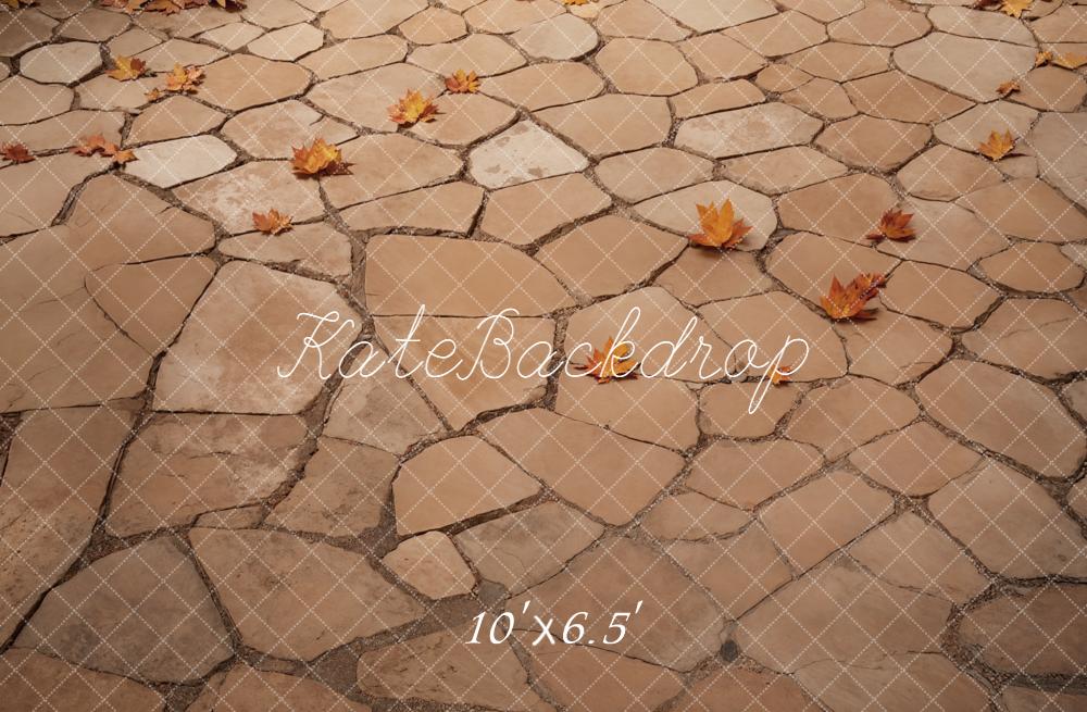 Kate Automne Pierre Feuilles Sol Toile de fond en Laine conçue par Emetselch