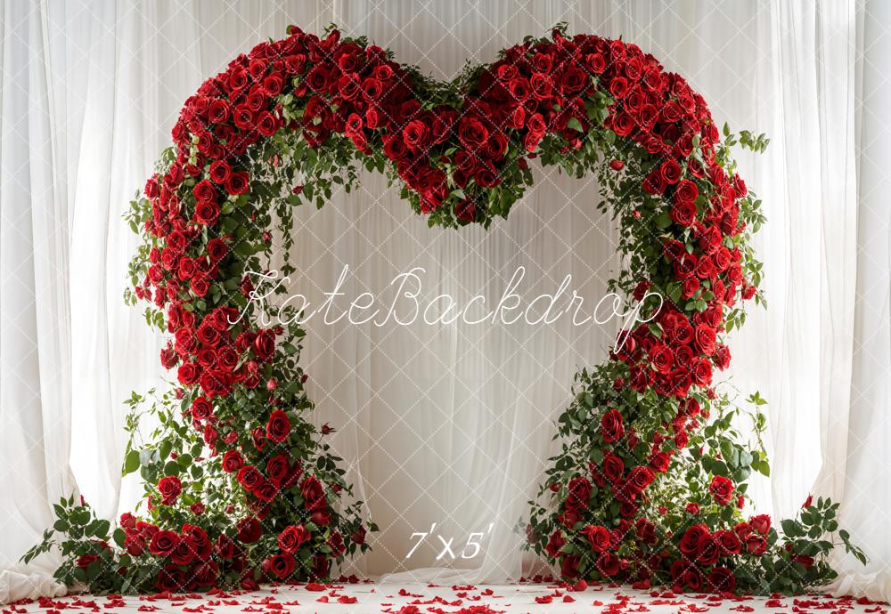 Kate Saint Valentin Roses Rouges Rideaux Toile de fond conçue par Emetselch