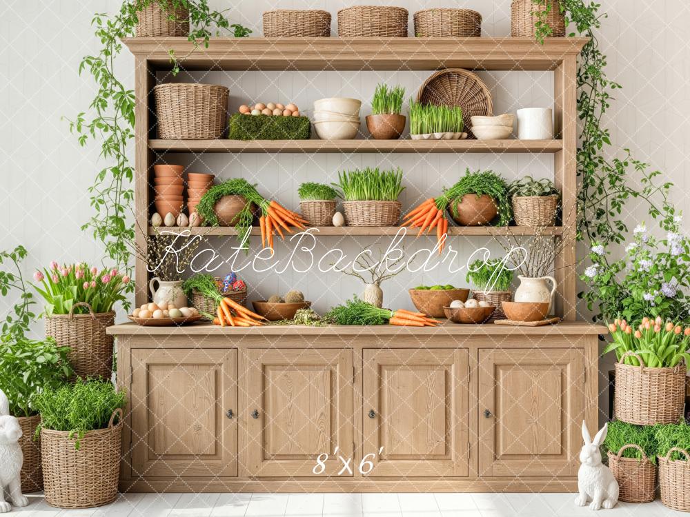 Kate Printemps Lapin Légumes Paniers Toile de fond conçue par Patty Roberts