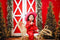 Kate Arbre de Noël Grange Rouge Toile de fond pour la photographie - Kate Backdrop FR