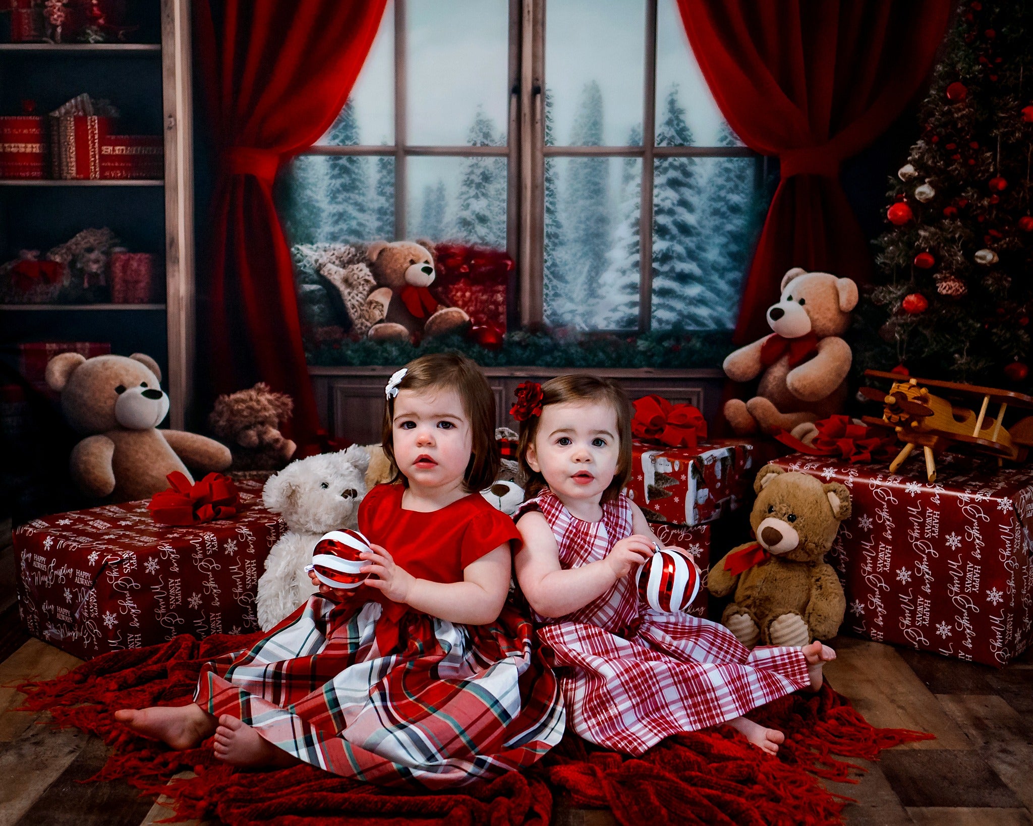 Kate Sapin de Noël Cadeaux Hiver Intérieur Toile de fond Conçu par Chain Photographie - Kate Backdrop FR