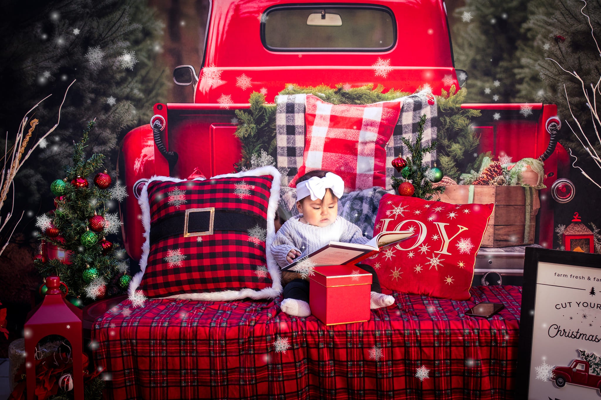 Kate Voiture Noël Arbres Toile de fond pour la photographie - Kate Backdrop FR