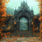 Kate Halloween Château Escalier Feuilles Toile de fond conçue par Emetselch - Kate Backdrop FR