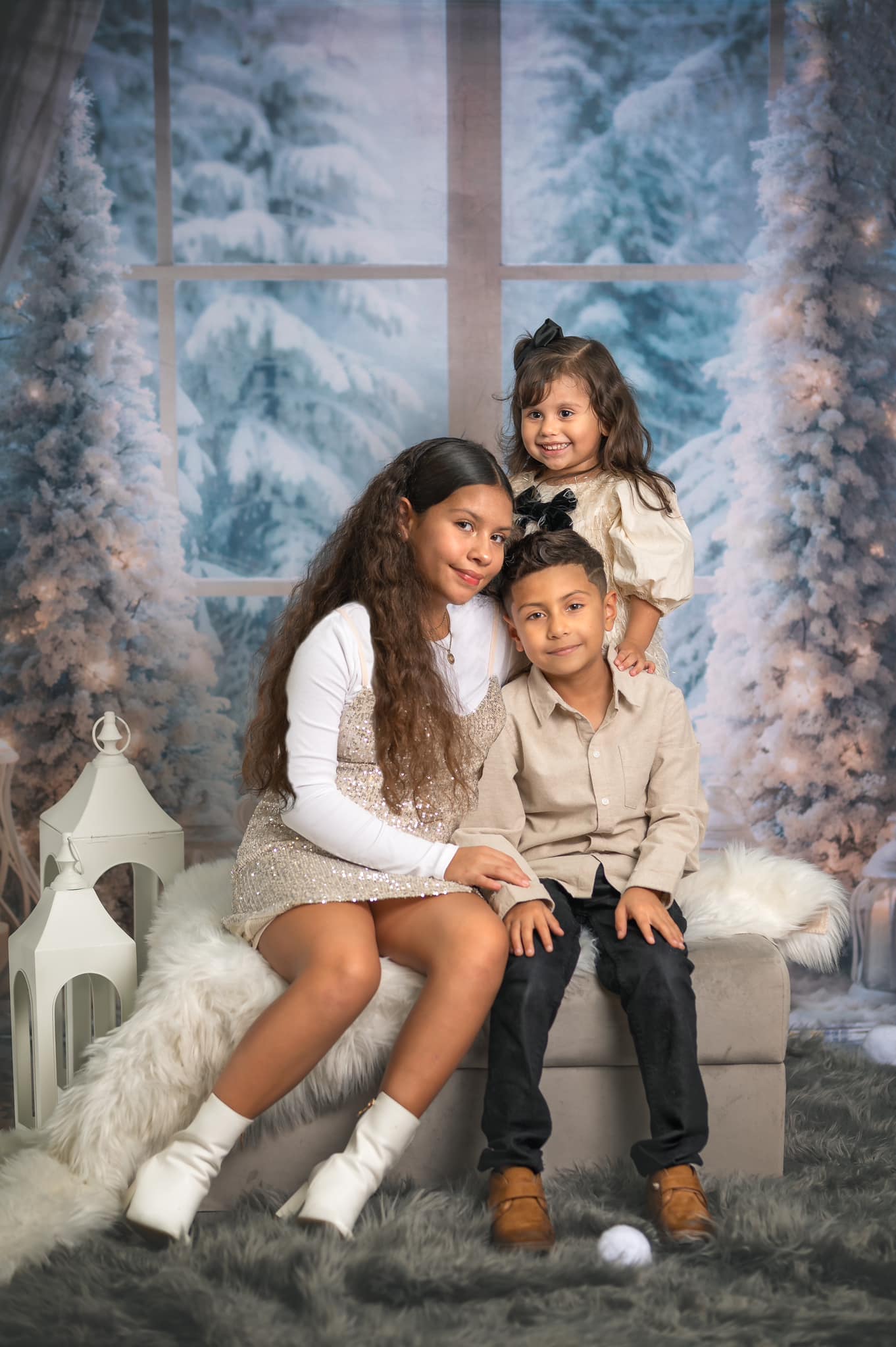 Kate Hiver Sapin de Noël Fenêtre Lumière Toile de fond conçue par Emetselch - Kate Backdrop FR