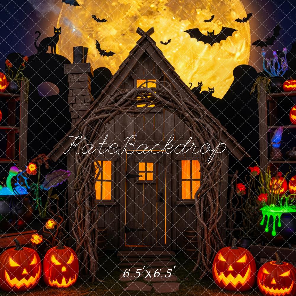 Kate Halloween Maison Citrouilles Lune Toile de fond conçue par Patty Roberts