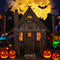 Kate Halloween Maison Citrouilles Lune Toile de fond conçue par Patty Roberts