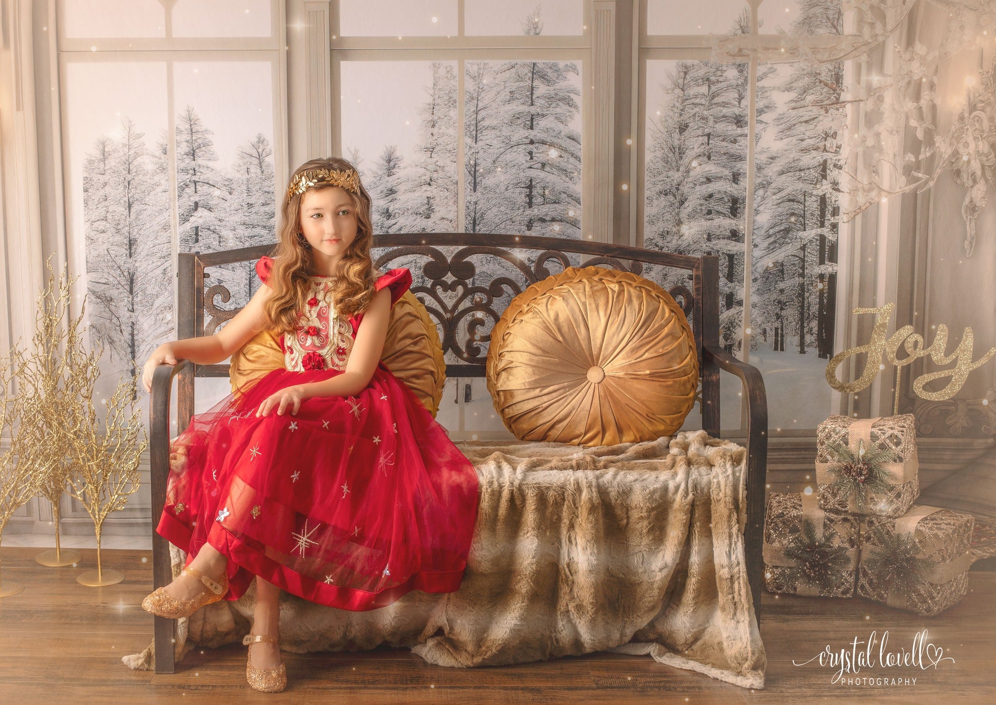 Kate Hiver Chambre Luxe Givrée Fenêtres Toile de fond conçue par Mini MakeBelieve - Kate Backdrop FR