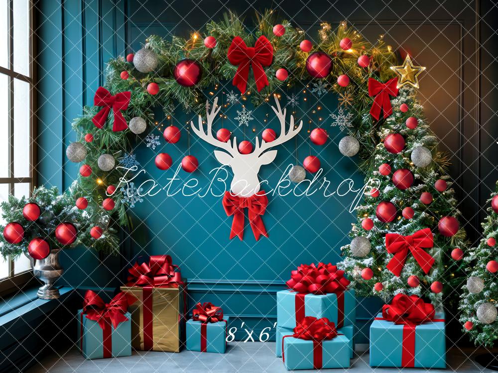Kate Sapin de Noël Arche Cadeaux Bleu Toile de fond conçue par Mini MakeBelieve