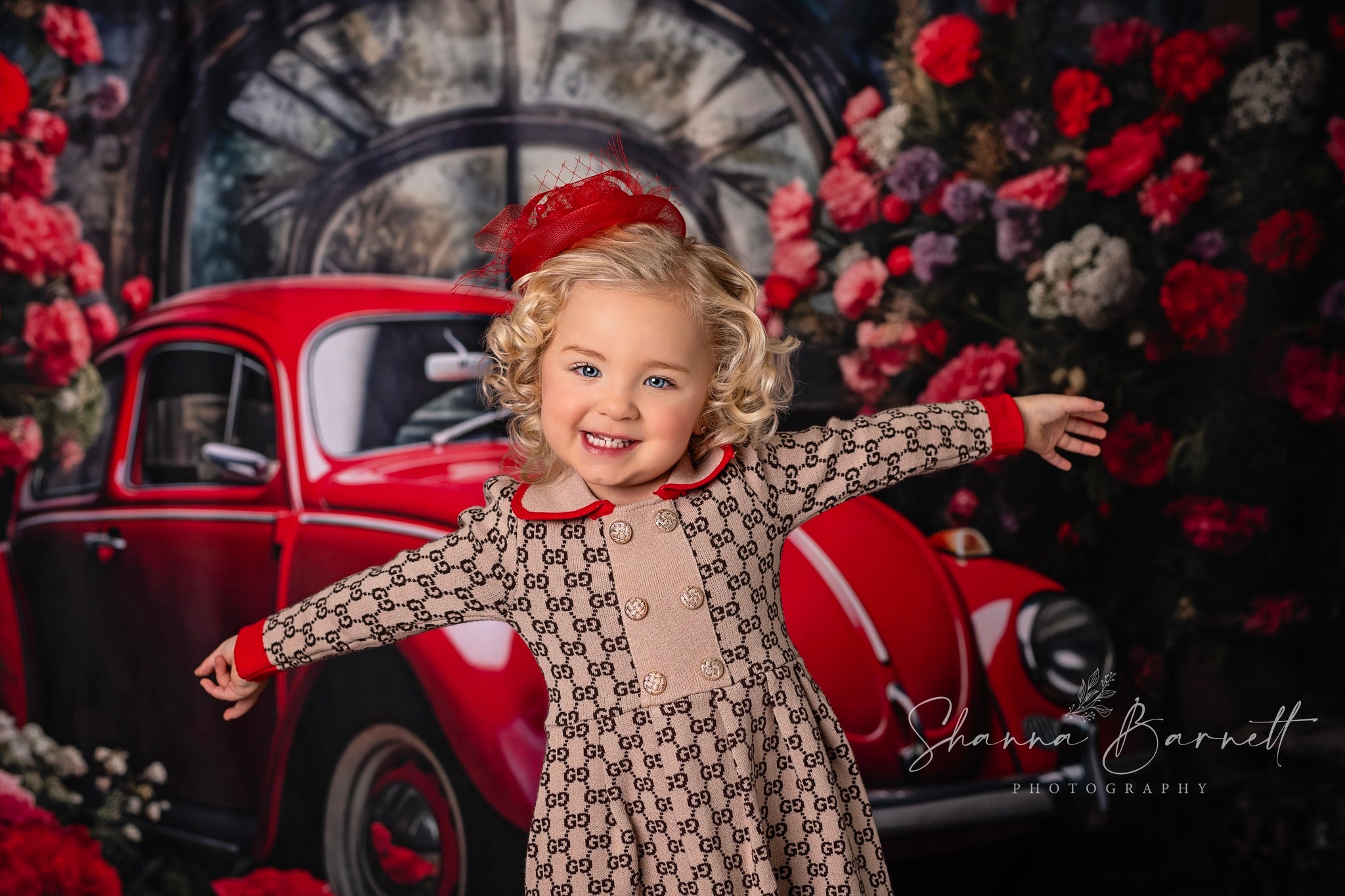 Kate Saint Valentin Voiture Rouge Toile de fond conçue par Patty Robert - Kate Backdrop FR